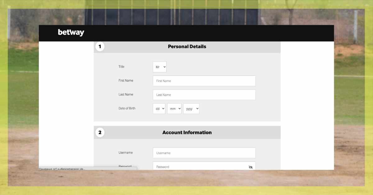 Signing up process on Betway cricket betting platform